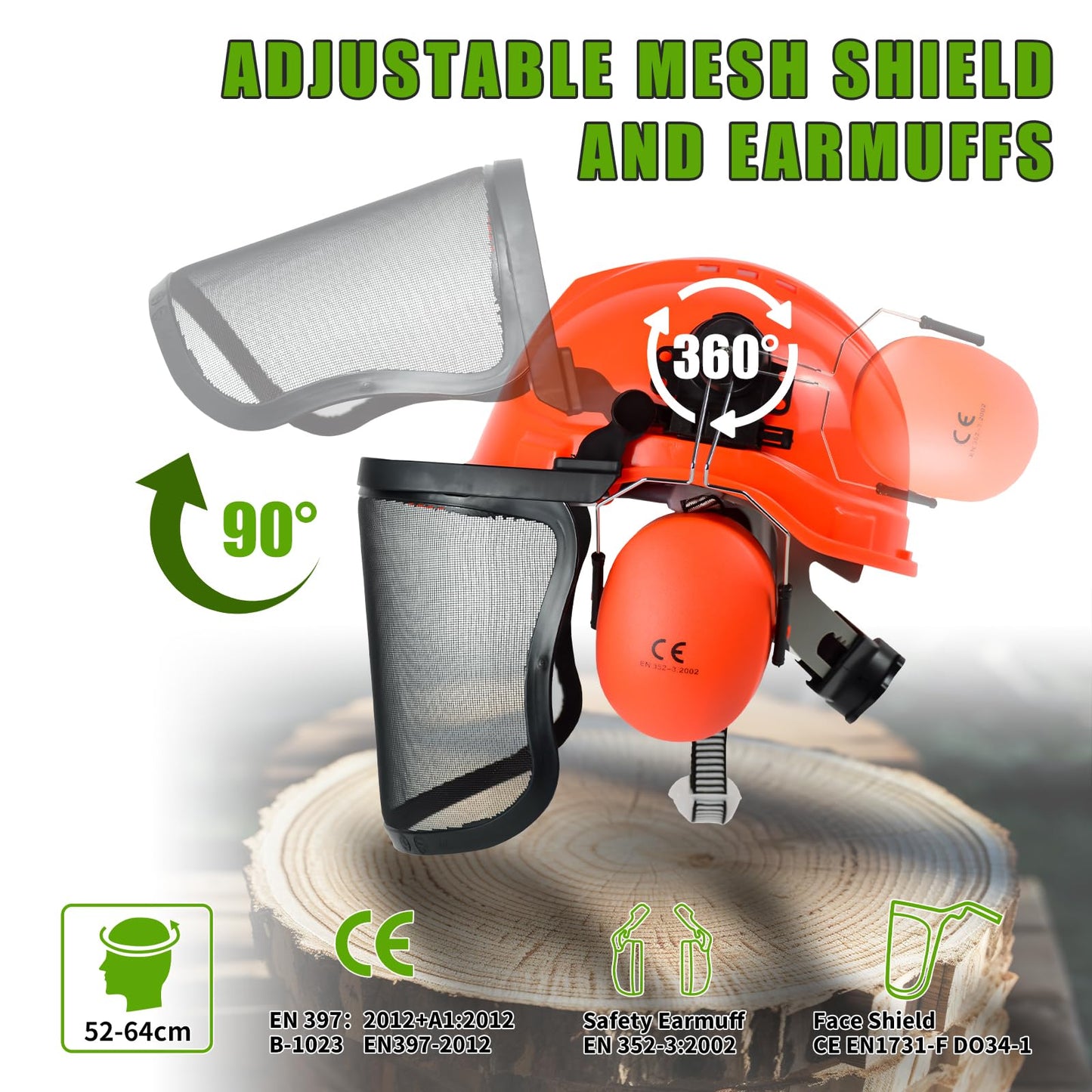 YesRight Chainsaw Helmet with Face and Ear Muffs, Forestry Safety Helmet for Mowing, Trimming, Yard Work, Landscaping, Construction and Weed Whacking