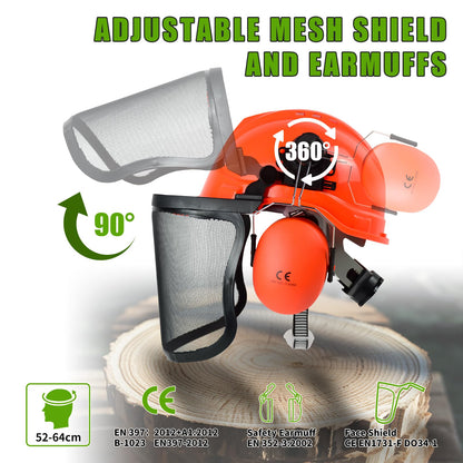 YesRight Chainsaw Helmet with Face and Ear Muffs, Forestry Safety Helmet for Mowing, Trimming, Yard Work, Landscaping, Construction and Weed Whacking