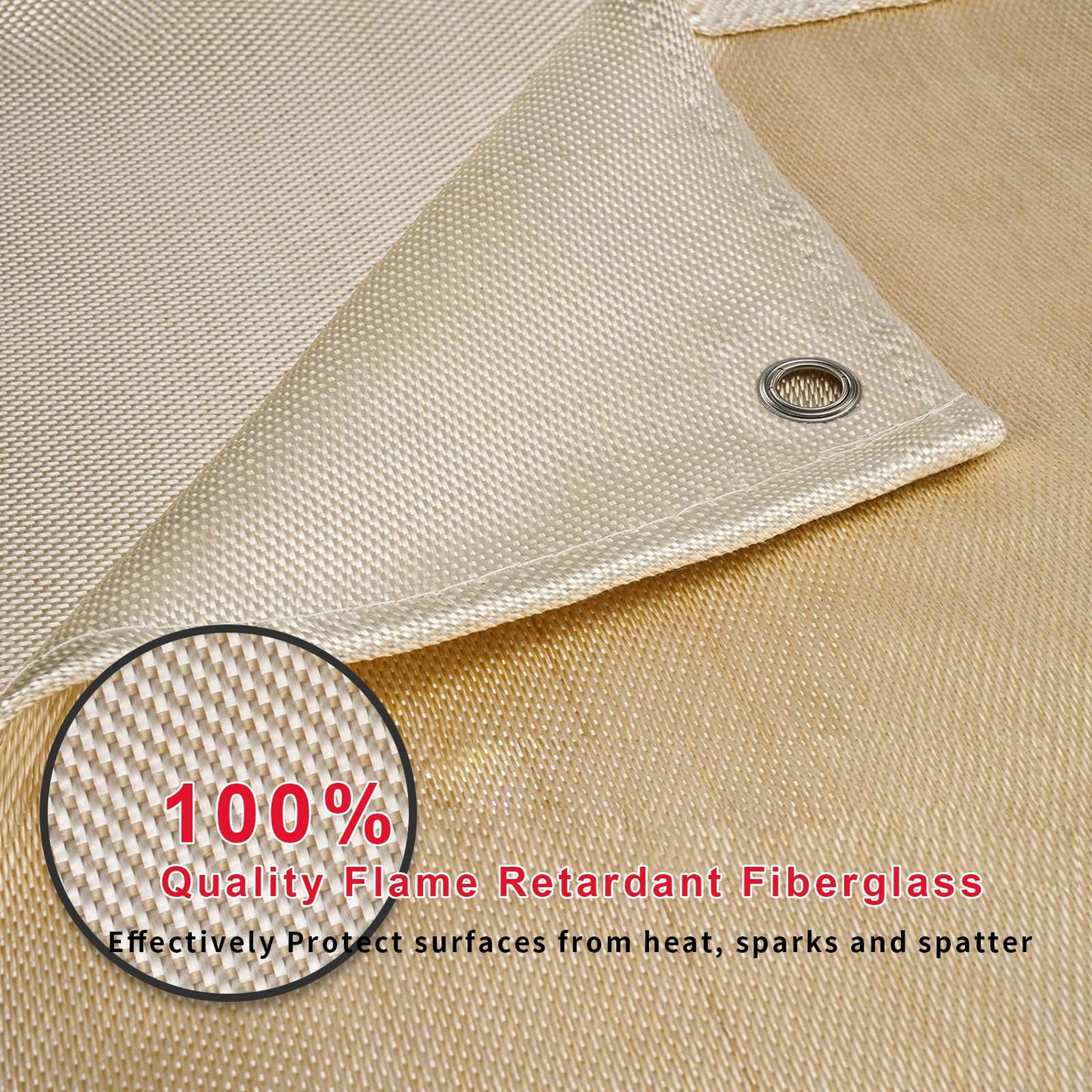 YesRight Welding Blanket Fireproof 4 x 6ft Thickened Fiberglass Fireproof Blanket, 1022°F Heat Resistant Fabric Weld Cover Welding Curtain with Grommets for Grill Camping Industrial Use