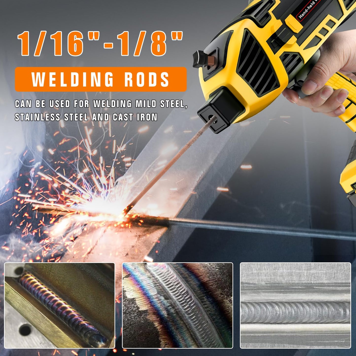 YesRight Handheld Welding Machine 110V 120A Portable Electric Welder Machine ARC Welder Gun with IGBT Inverter 5 Variable Current Adjustment for 3/32"-1/8" Welding Rod Tool