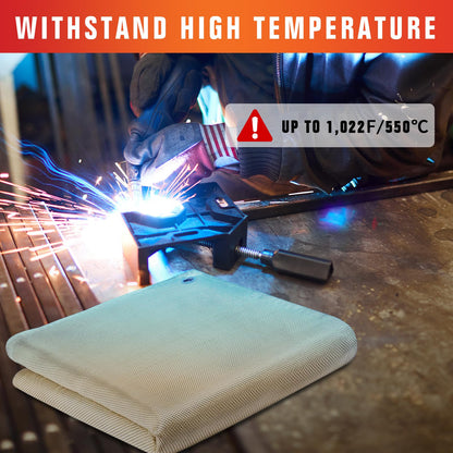 YesRight Welding Blanket Fireproof 4 x 6ft Thickened Fiberglass Fireproof Blanket, 1022°F Heat Resistant Fabric Weld Cover Welding Curtain with Grommets for Grill Camping Industrial Use