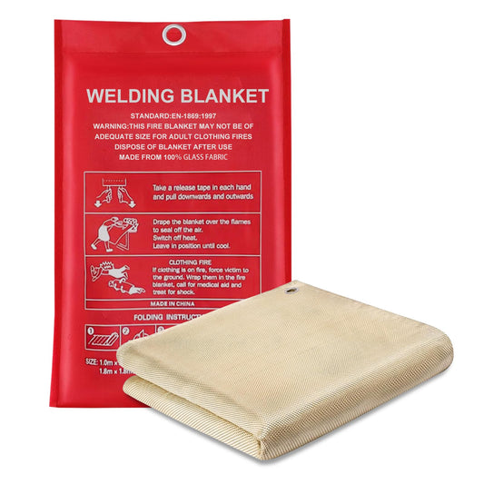 YesRight Welding Blanket Fireproof 4 x 6ft Thickened Fiberglass Fireproof Blanket, 1022°F Heat Resistant Fabric Weld Cover Welding Curtain with Grommets for Grill Camping Industrial Use