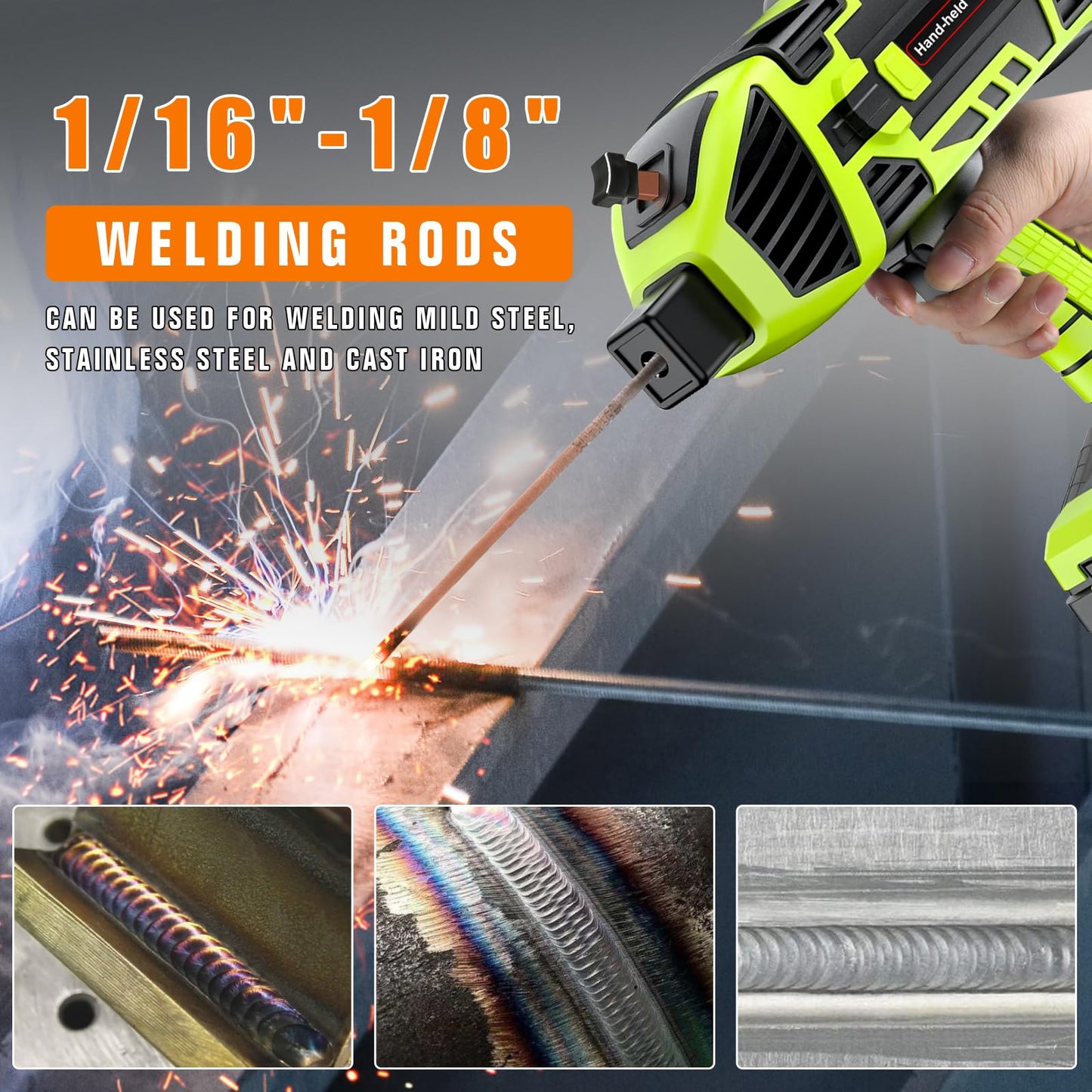 YesRight 120A Welding Machine Handheld 110V Portable Electric ARC Welder Gun Hand Held Welder Machine with IGBT Inverter 5 Variable Current Adjustment for 1/16''-1/8'' Welding Rods