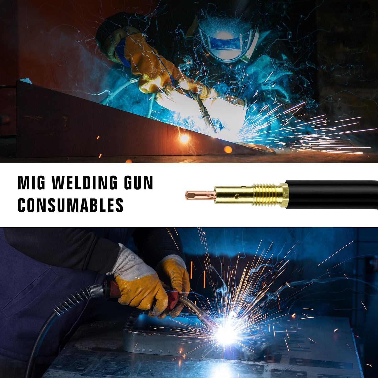 YesRight Mig Welding Gun Accessory, 0.035" Welder Replacement Kit for Lincoln Magnum 100L Tweco Mini/#1, 30pcs Welding Tips 0.035" + 2pcs Gas Nozzles + 2pcs Gas Diffuser