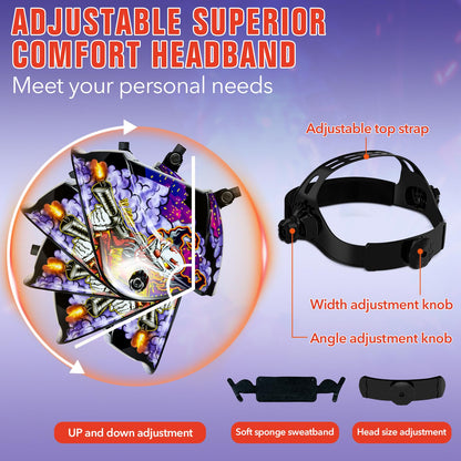 TRQWH Welding Helmet Auto Darkening Large Viewing True Color Solar Powered Welding Mask with 4 Arc Sensor Adjustable Wide Shade Range 4~5-8/9-13 Welder Mask with Grinding (TRQWH-LE04)