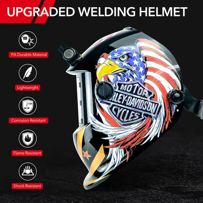 TRQWH Welding Helmet Auto Darkening Welding Hood with Light True Color 1/1/1/2 Top Optical Clarity Wide Shade 9-13 Welder Helmet Welding Mask with Grinding (KTS-HD103)