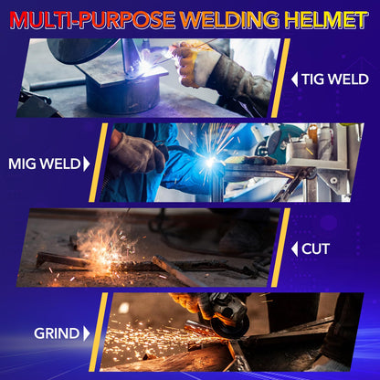 TRQWH Welding Helmet Auto Darkening - Large Viewing True Color Solar Powered Welding Hood with 4 Arc Sensor Adjustable Wide Shade Range 4~5-8/9-13 Welder Mask for TIG MIG ARC Weld Plasma Cut Grinding