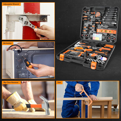 YesRight 157 Piece Tool Set General Household Hand Tool Kit for Men Women Home DIY Hand Tool Kits Auto Repair Tool Box with Plastic Toolbox Storage Case for Garden Office House Repair