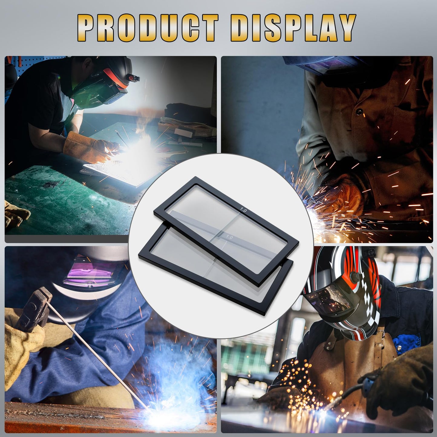 TRQWH Welding Helmet Glass Magnifying Lens 1.0/1.5/2.0/2.5/3.0 Diopter Eye-Protecting Welder Accessories Magnifier Cheater Lens (G-1.0 Diopter)