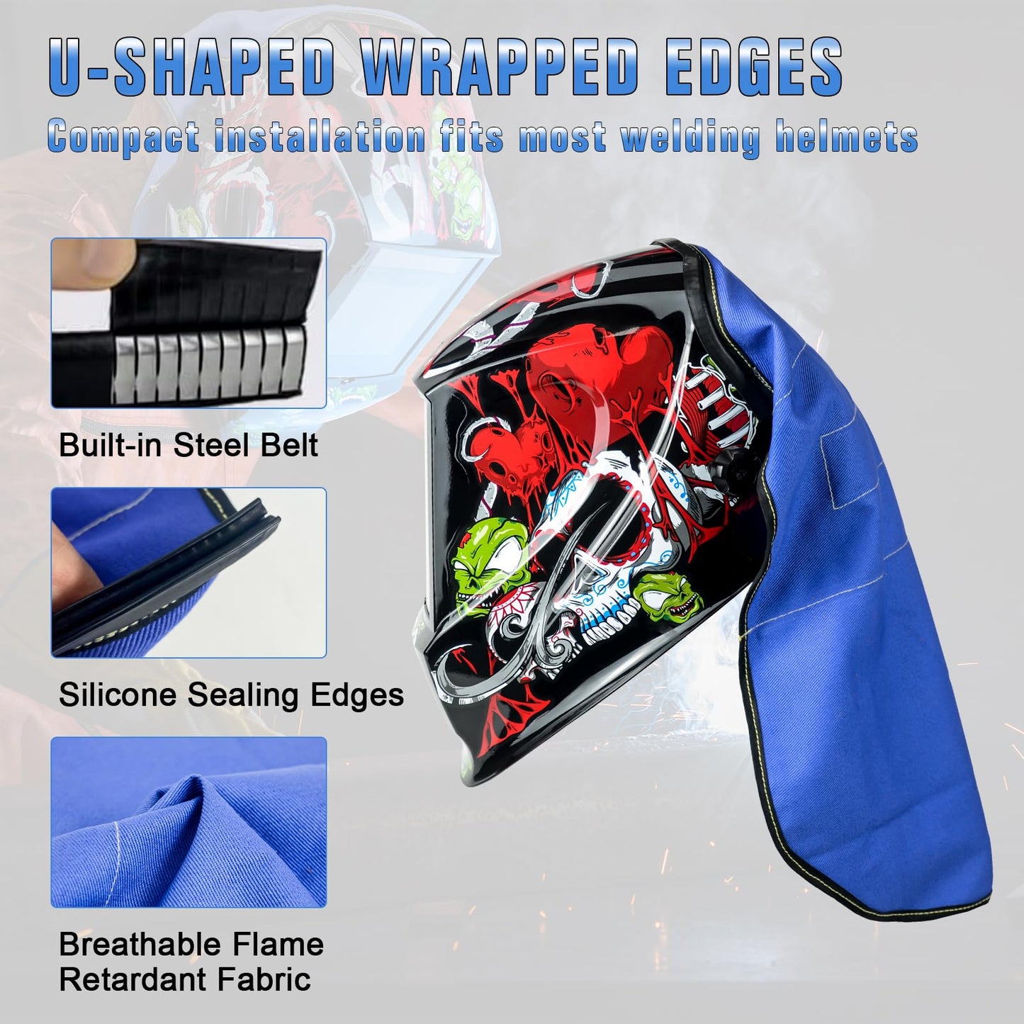 TRQWH Welding Helmet Bib Cover Extended Split Wrap-Around Helmet Back Cover with Press Fit Seal, for Most Welding Helmets (TRQ-WHKZZ)