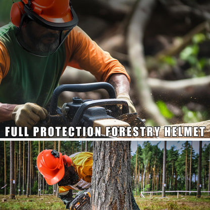 YesRight Chainsaw Helmet with Face and Ear Muffs, Forestry Safety Helmet for Mowing, Trimming, Yard Work, Landscaping, Construction and Weed Whacking