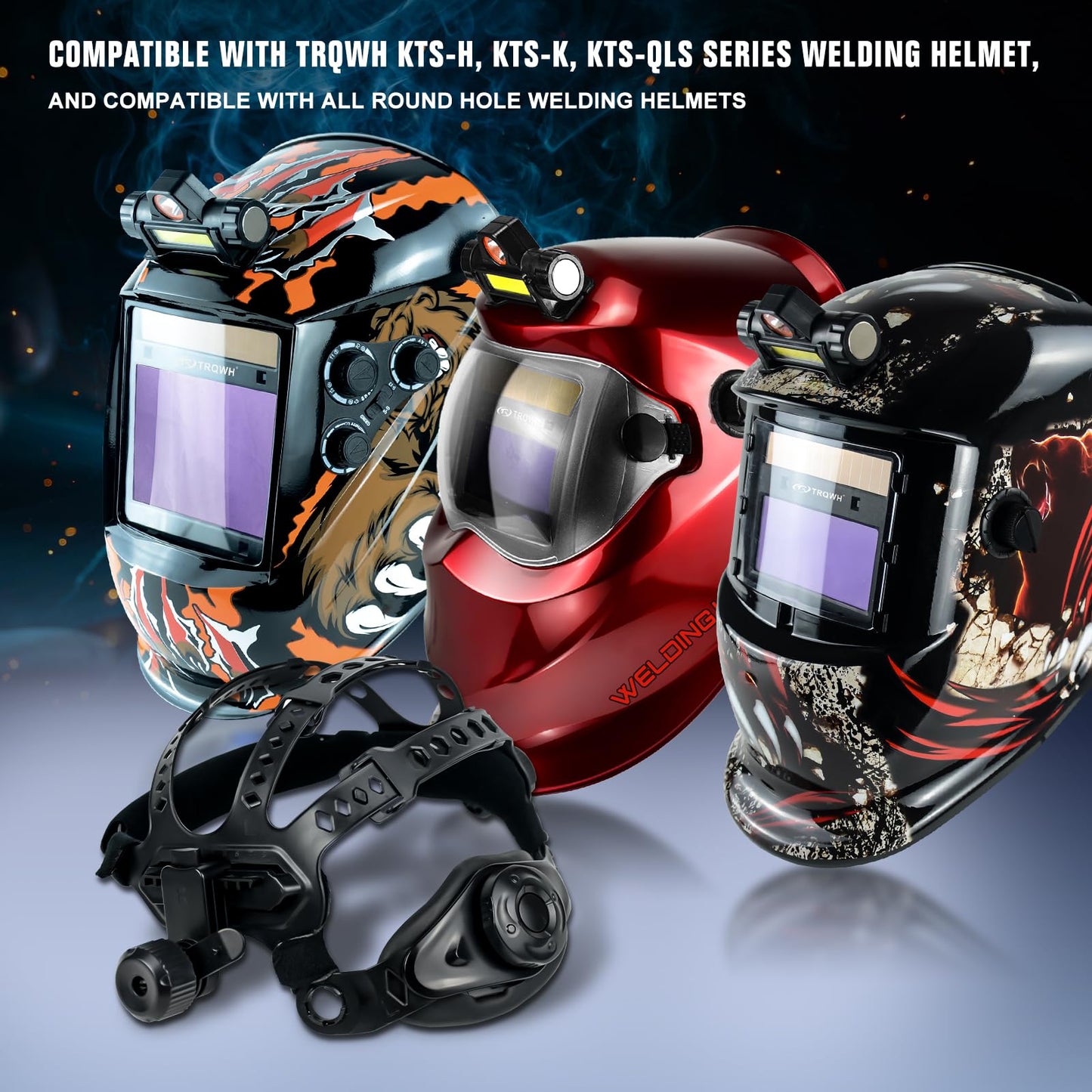 TRQWH Replacement Headgear for Welding Helmet - Round Hole Welding Hood Headgear Comfortable & Flexible Welding Helmet Headgear Welding Helmet Accessories