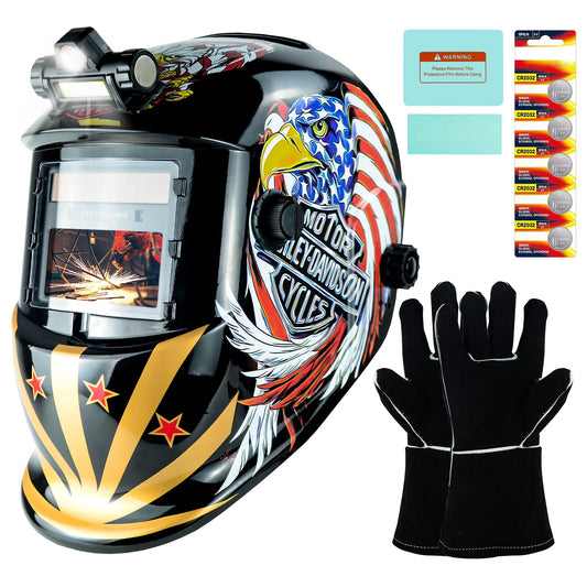 TRQWH Welding Helmet Auto Darkening Welding Hood with Light True Color 1/1/1/2 Top Optical Clarity Wide Shade 9-13 Welder Helmet Welding Mask with Grinding (KTS-HD103)