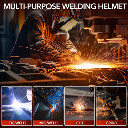 TRQWH Welding Helmet Auto Darkening with LED Light Large View Solar Powered True Color Welding Hood 4 Arc Sensor Wide Shade 4/5-9/9-13 Welding Mask for TIG MIG Arc Weld Grinding (TRQWH-LE02)