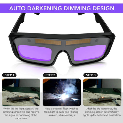 Solar Powered Auto-darkening Safety Welding Goggles