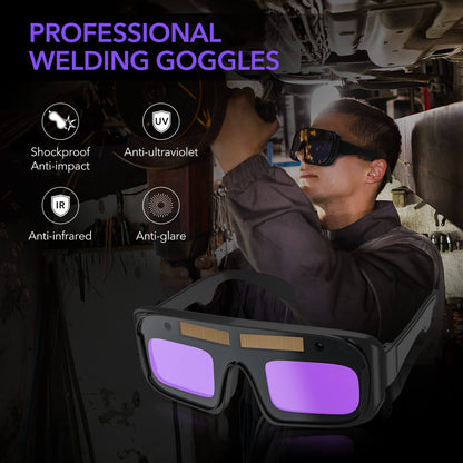 Solar Powered Auto-darkening Safety Welding Goggles