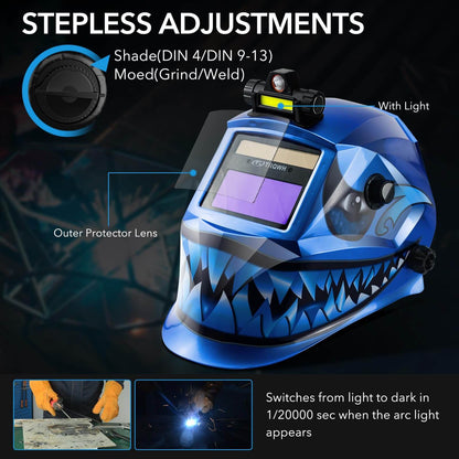 Large Viewing Auto Darkening Welding Helmets