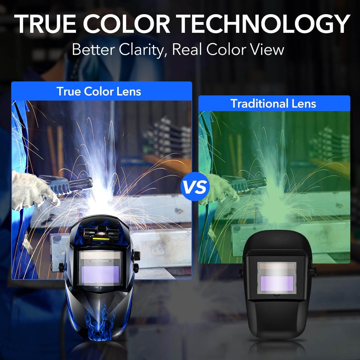 True Color 1/1/1/2 Top Optical Clarity Welding Helmet
