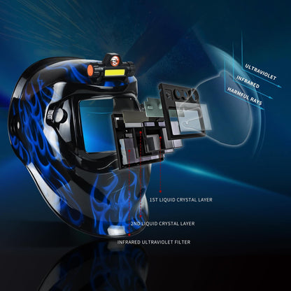 Blue Fire Automatic Darkening Welding Helmet