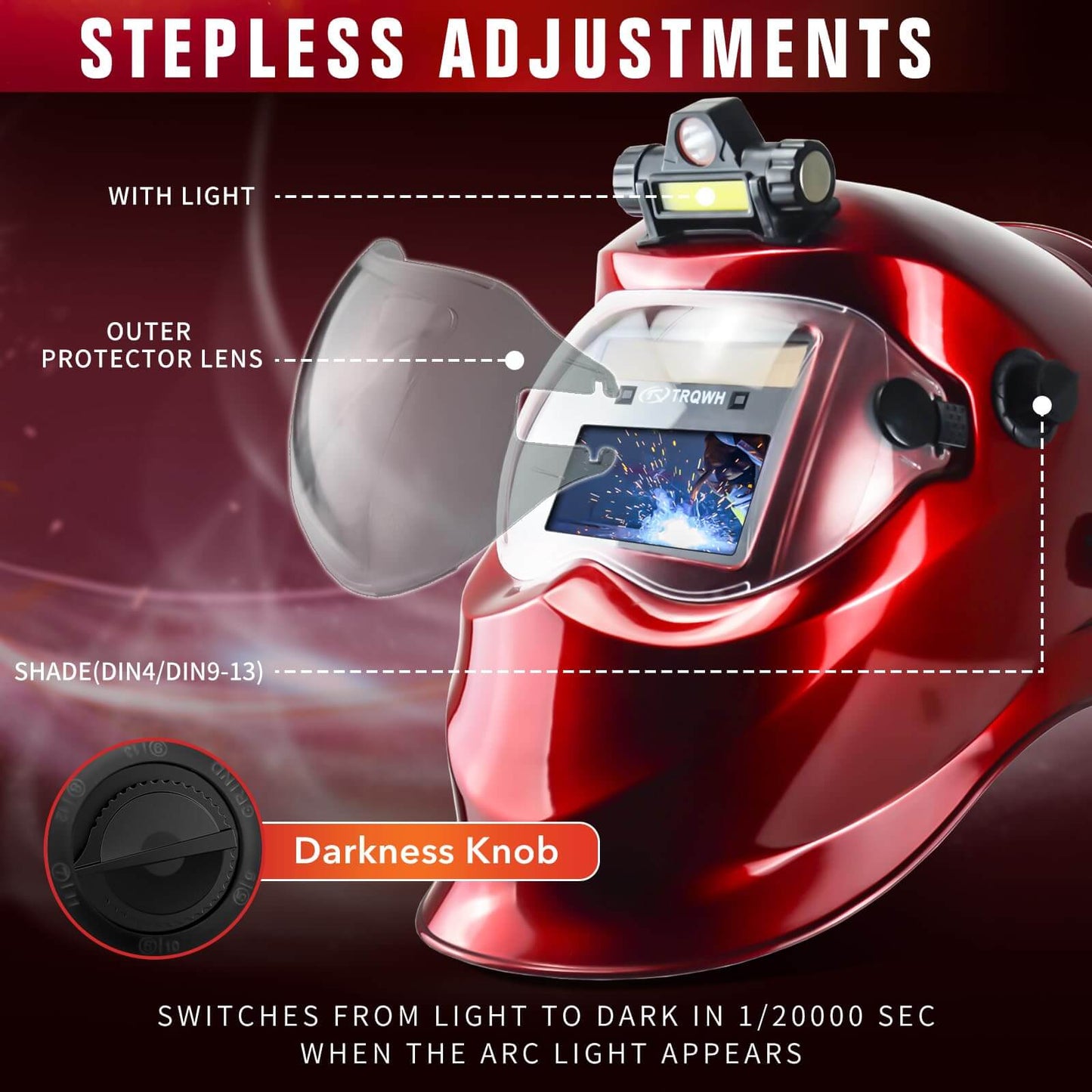 Auto Darkening Welding Helmets (Red)