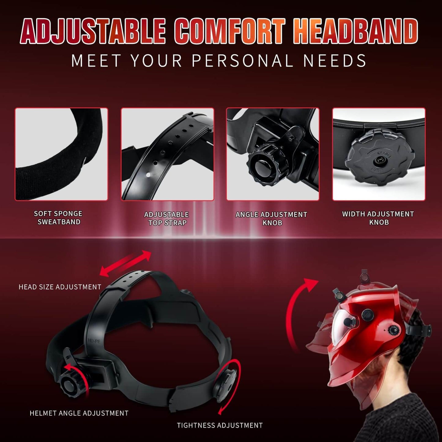 Auto Darkening Welding Helmets (Red)