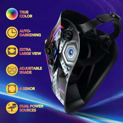Large Viewing Welding Helmet Auto Darkening