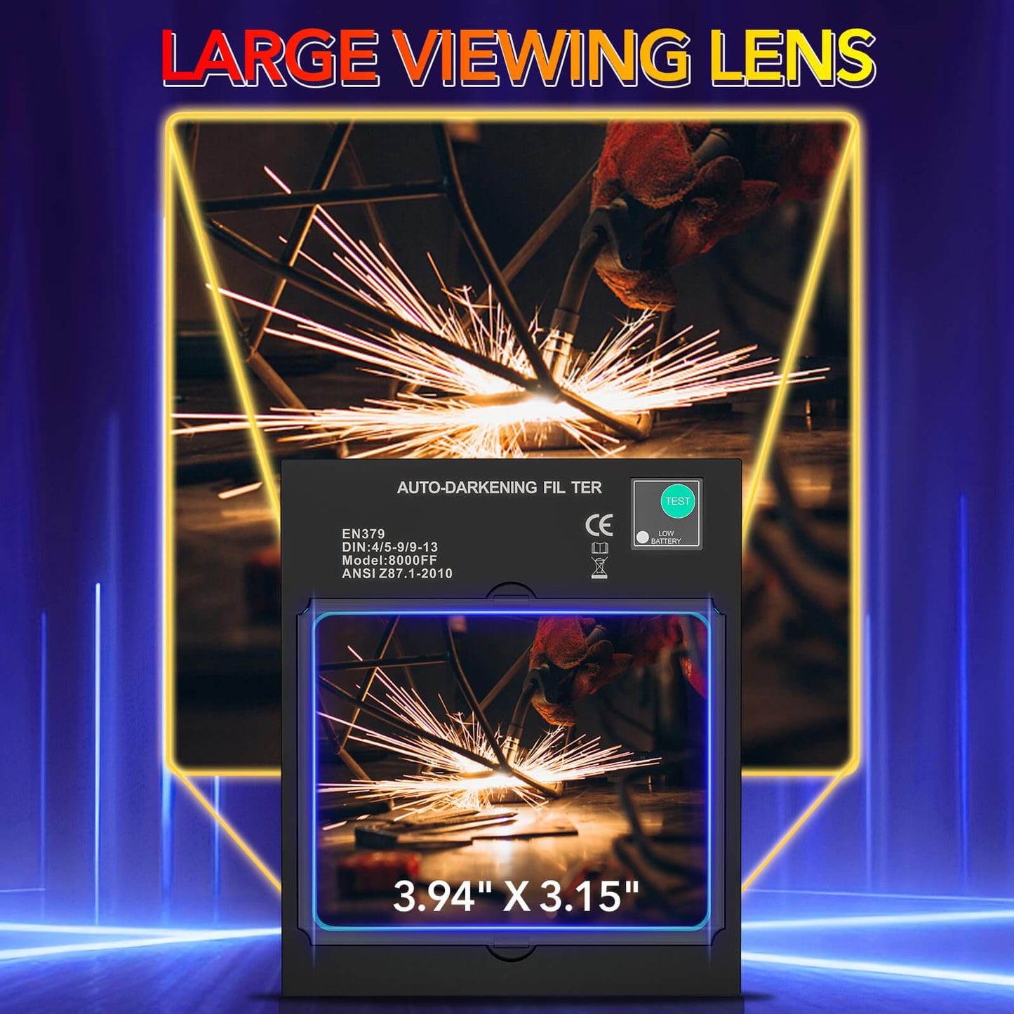 Large Viewing Welding Helmet Auto Darkening