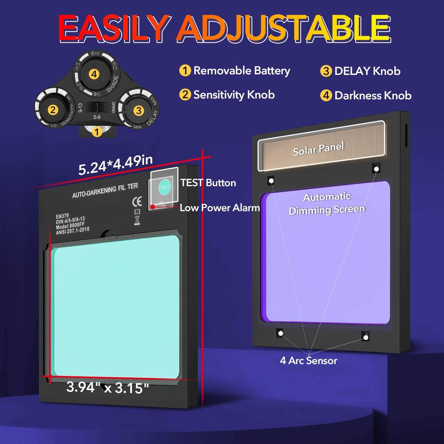 Large Viewing Welding Helmet Auto Darkening