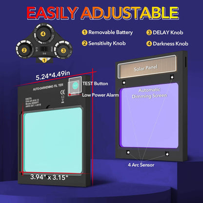 Large Viewing Welding Helmet Auto Darkening