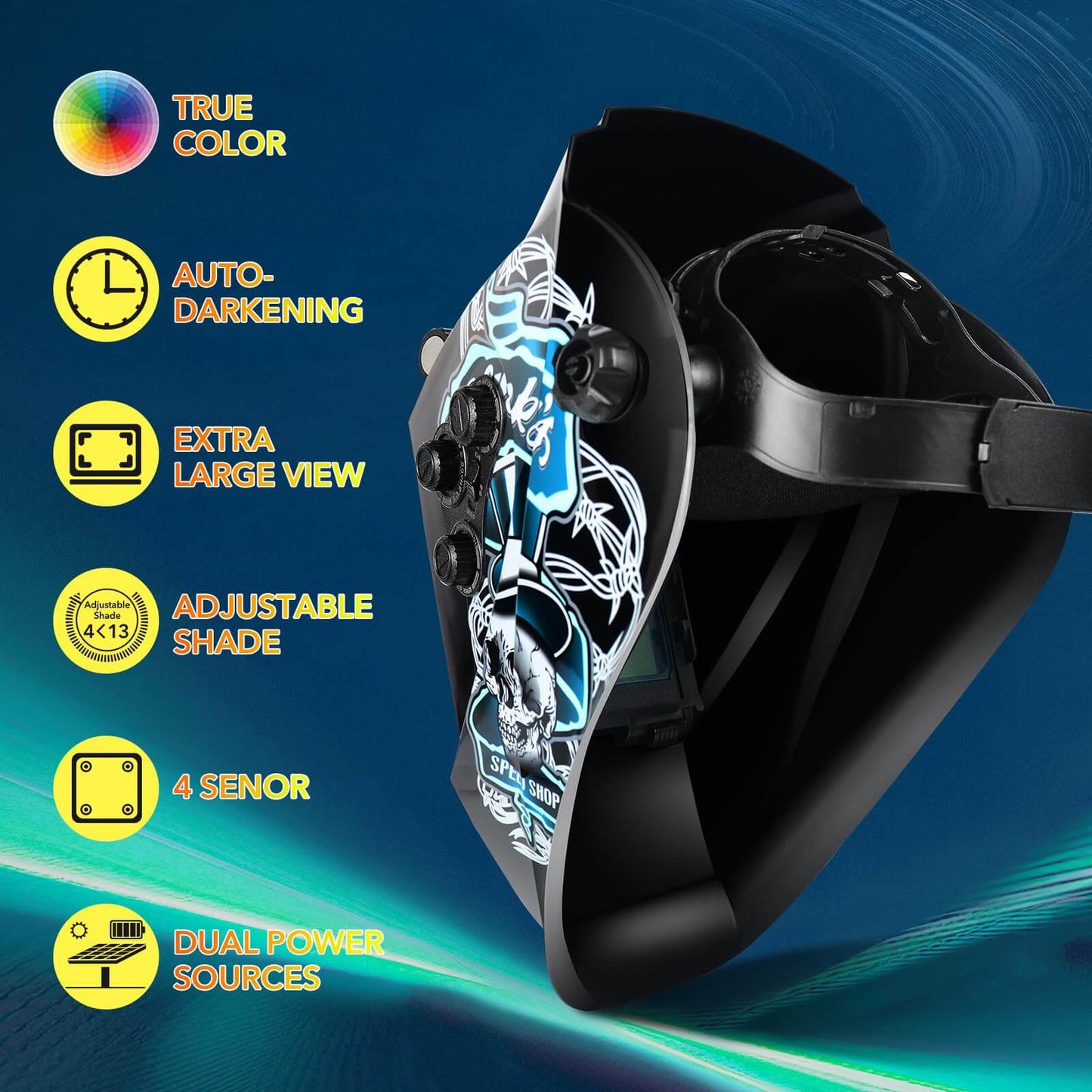 Large Viewing Welding Helmet for TIG MIG ARC
