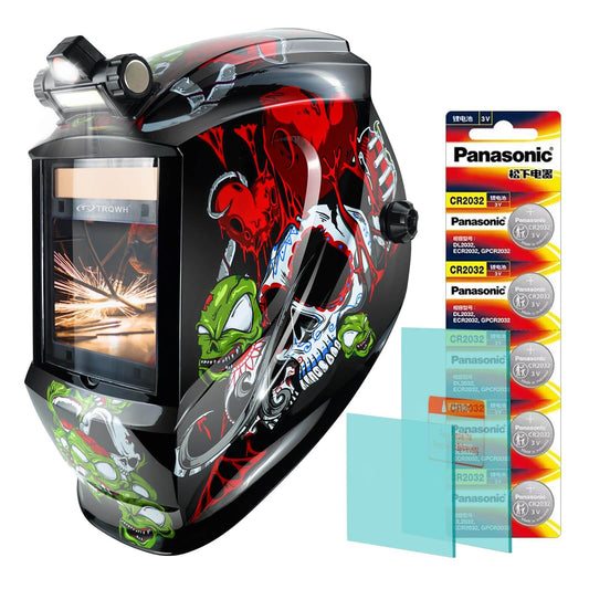 Large Viewing Auto Darkening Welding Helmet with LED Light