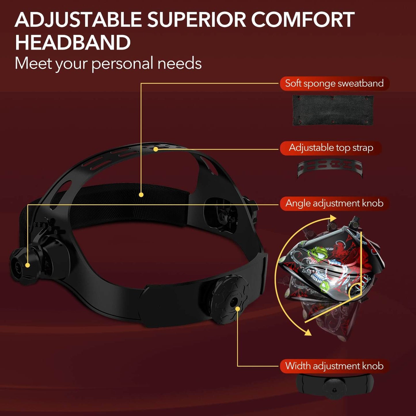 Large Viewing Auto Darkening Welding Helmet with LED Light