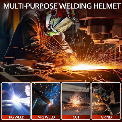 Large Viewing Auto Darkening Welding Helmet with LED Light