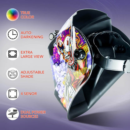 3.94" x 3.15" Larger View Auto Darkening Welding Helmets
